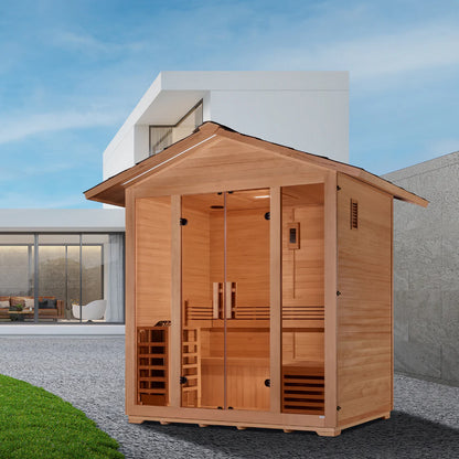 Golden Designs Vorarlberg 5 Person Traditional Outdoor Steam Sauna – Canadian Hemlock GDI-8105-01