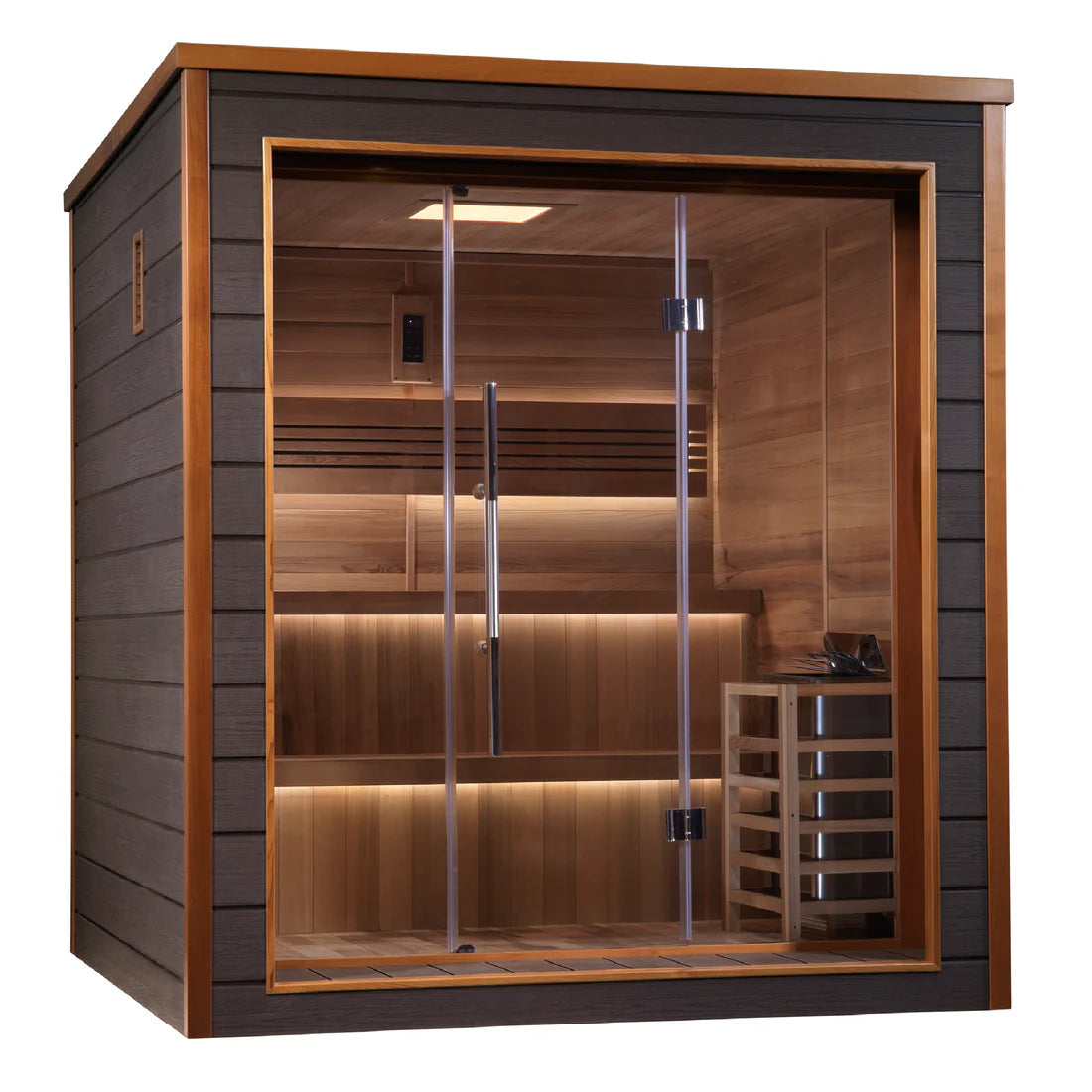 Golden Designs Bergen 6 Person Outdoor-Indoor Traditional Sauna – Canadian Red Cedar Interior GDI-8206-01