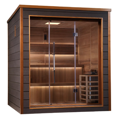 Golden Designs Bergen 6 Person Outdoor-Indoor Traditional Sauna – Canadian Red Cedar Interior GDI-8206-01