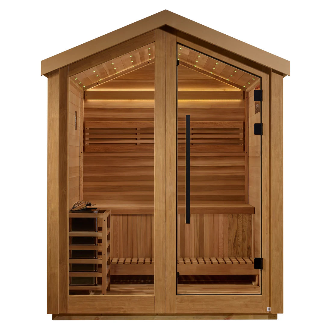 Golden Designs Savonlinna 3 Person Outdoor Traditional Sauna – Canadian Red Cedar Interior GDI-8503-01  3 person capacity