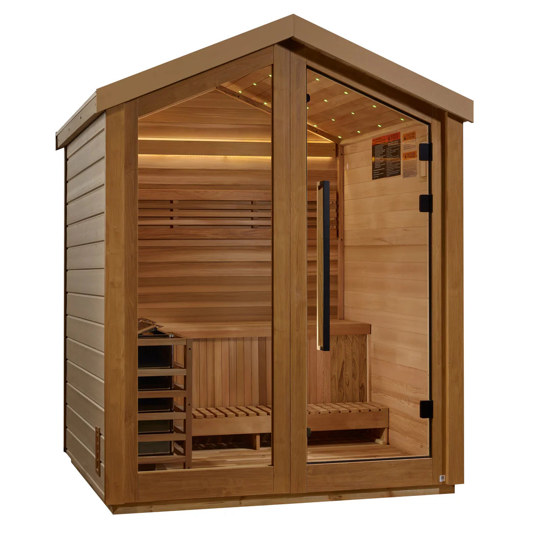 Golden Designs Savonlinna 3 Person Outdoor Traditional Sauna – Canadian Red Cedar Interior GDI-8503-01  3 person capacity