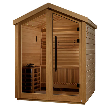 Golden Designs Savonlinna 3 Person Outdoor Traditional Sauna – Canadian Red Cedar Interior GDI-8503-01  3 person capacity