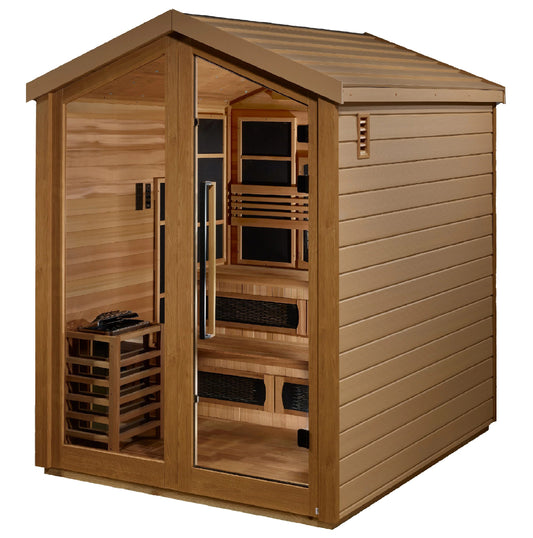 Golden Designs Kaskinen 6 Person Outdoor Hybrid Sauna – Canadian Red Cedar Interior GDI‐8526‐01