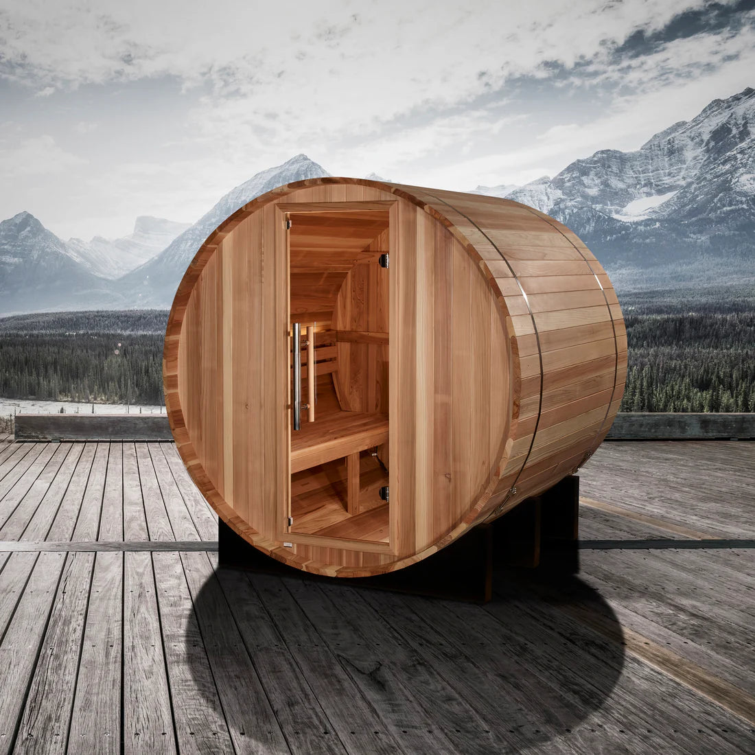 Golden Designs St. Moritz 2 Person Barrel Traditional Sauna – Pacific Cedar GDI-B002-01