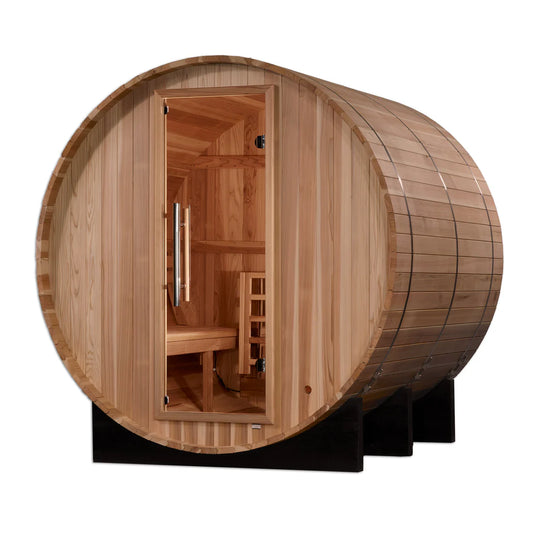Golden Designs Arosa 4 Person Barrel Traditional Sauna – Pacific Cedar GDI-B004-01