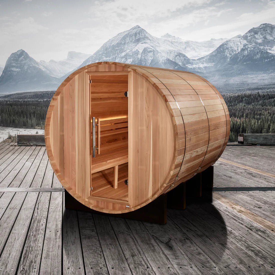 Golden Designs Klosters 6 Person Barrel Traditional Sauna – Pacific Cedar GDI-B006-01