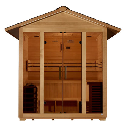 Golden Designs Vorarlberg 5 Person Traditional Outdoor Steam Sauna – Canadian Hemlock GDI-8105-01