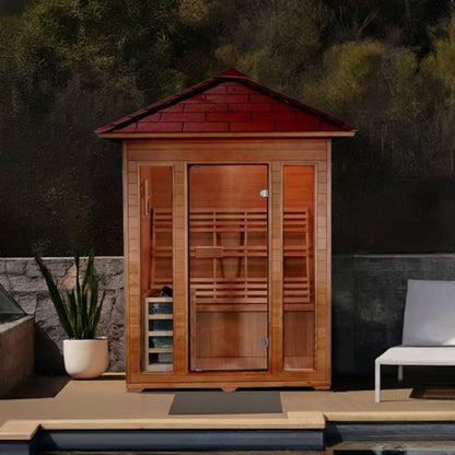 SunRay Waverly 3-Person Outdoor Traditional Sauna | 4.5kW Harvia Heater | Hemlock