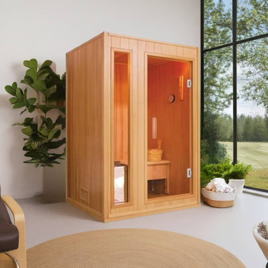 SunRay Baldwin 2-Person Traditional Sauna | 3kW Harvia Heater | Canadian Hemlock