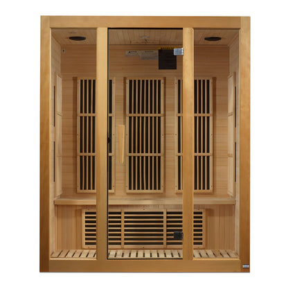 Maxxus Bellevue 3-Person Low EMF FAR Infrared Sauna — Canadian Hemlock (MX-J306-01)