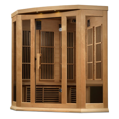 Maxxus Avignon 3-Person Near-Zero EMF FAR Infrared Corner Sauna — Canadian Hemlock (MX-K356-01-ZF)