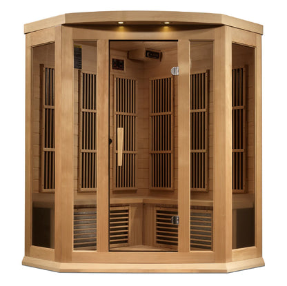 Maxxus Avignon 3-Person Near-Zero EMF FAR Infrared Corner Sauna — Canadian Hemlock (MX-K356-01-ZF)