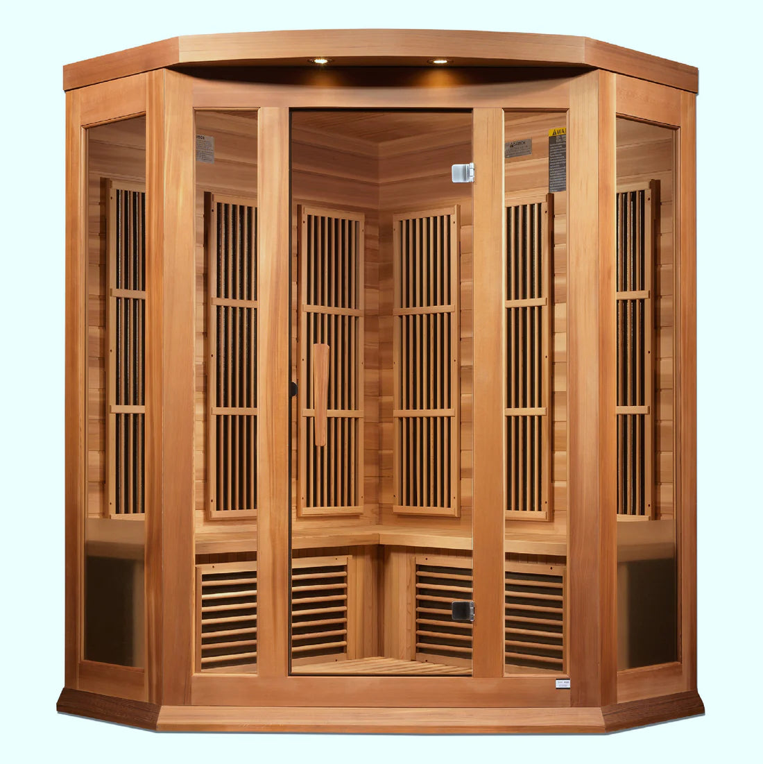 Maxxus Avignon 3-Person Low EMF FAR Infrared Corner Sauna — Canadian Red Cedar (MX-K356-01 CED)