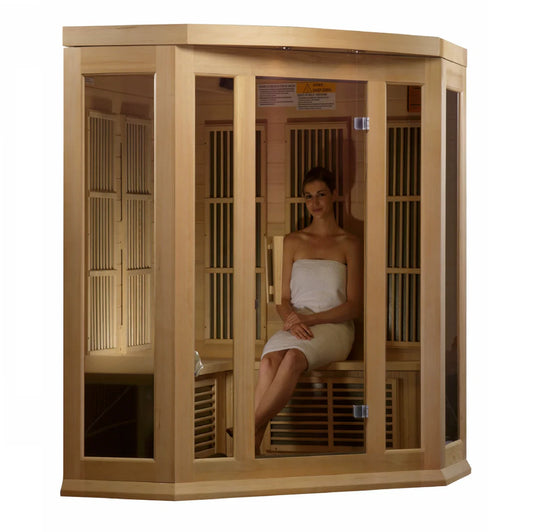 Maxxus Avignon 3 Person Corner Low EMF FAR Infrared Sauna Canadian Hemlock MX-K356-01