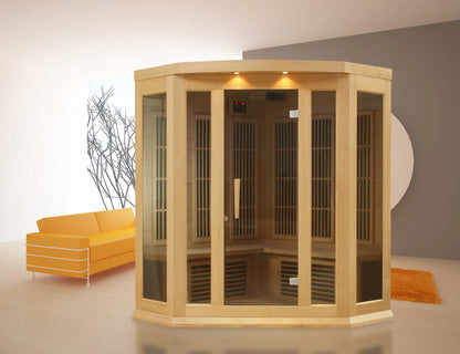 Maxxus Avignon 3 Person Corner Low EMF FAR Infrared Sauna Canadian Hemlock MX-K356-01