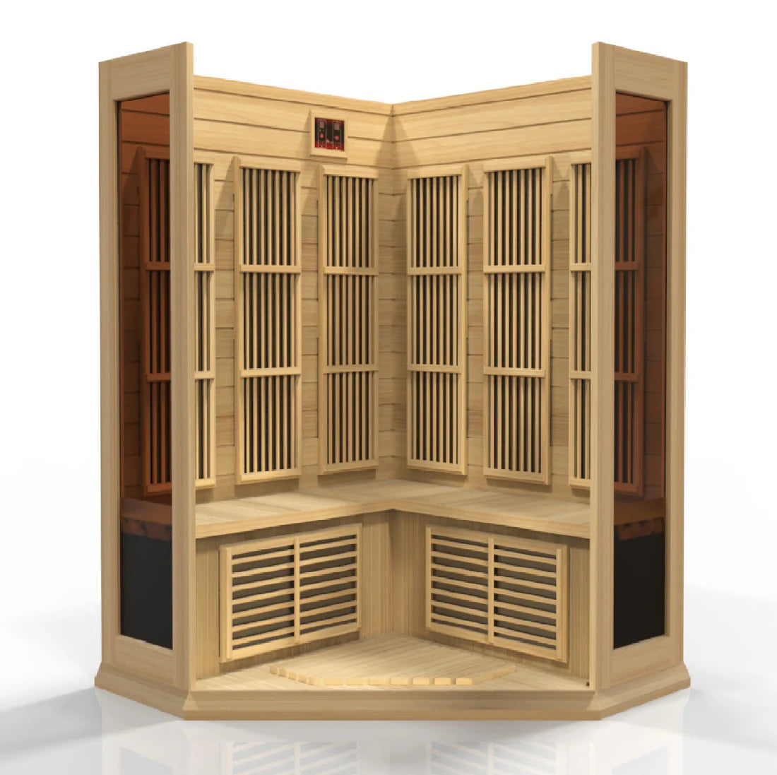 Maxxus Avignon 3 Person Corner Low EMF FAR Infrared Sauna Canadian Hemlock MX-K356-01