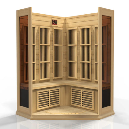 Maxxus Avignon 3 Person Corner Low EMF FAR Infrared Sauna Canadian Hemlock MX-K356-01