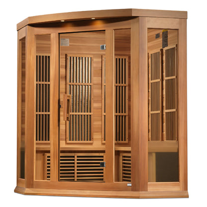 Maxxus Avignon 3-Person Near-Zero EMF FAR Infrared Corner Sauna — Canadian Red Cedar (MX-K356-01-ZF CED)