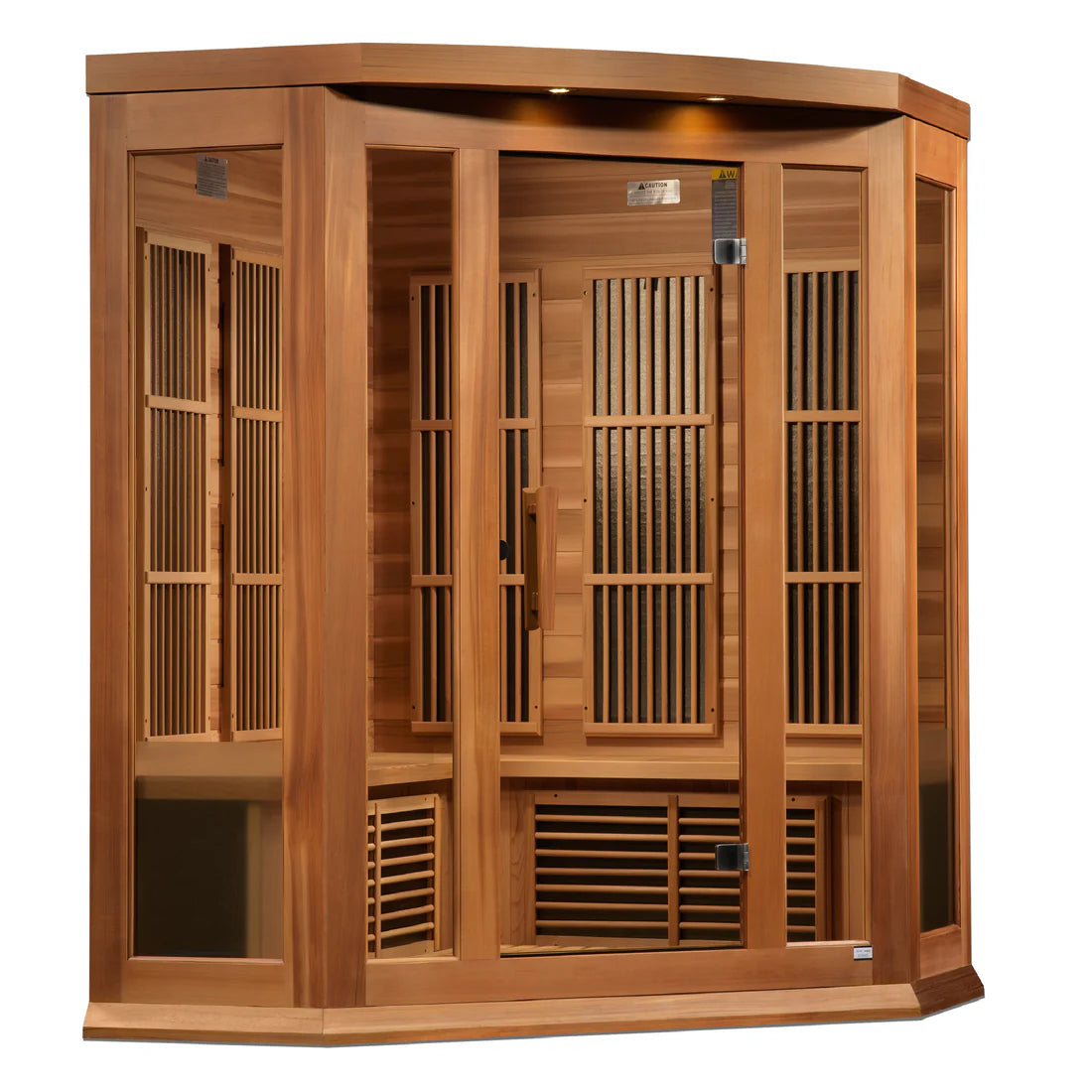 Maxxus Avignon 3-Person Near-Zero EMF FAR Infrared Corner Sauna — Canadian Red Cedar (MX-K356-01-ZF CED)