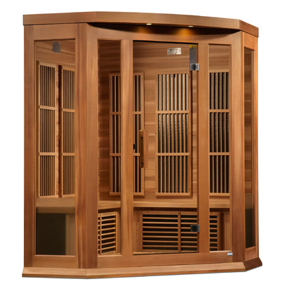 Maxxus Avignon 3-Person Near-Zero EMF FAR Infrared Corner Sauna — Canadian Red Cedar (MX-K356-01-ZF CED)