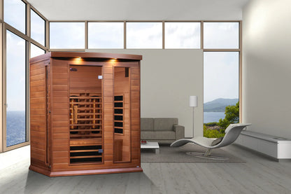 Maxxus Montilemar 3-Person Near-Zero EMF Full-Spectrum Infrared Sauna — Canadian Red Cedar (MX-M306-01-FS CED)
