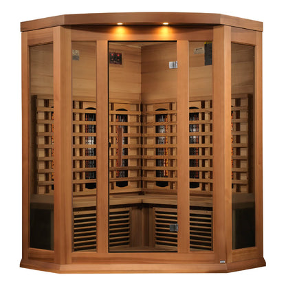 Maxxus Avignon 3 Person Corner Full Spectrum Infrared Sauna – Canadian Red Cedar MX-M356-01-FS CED
