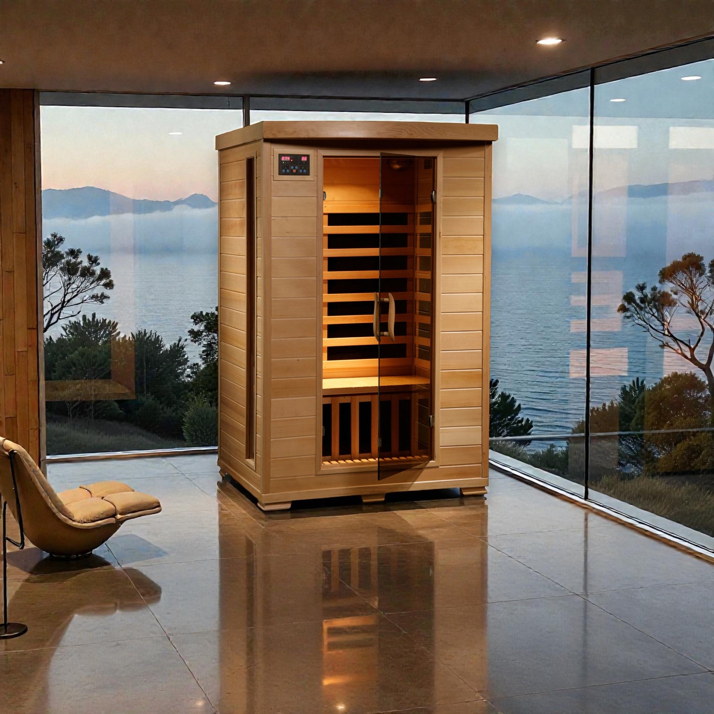Coronado 2-Person Deluxe Low-EMF Carbon Infrared Sauna | Canadian Hemlock
