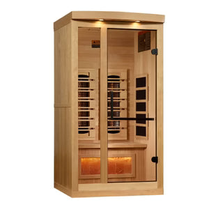 Golden Designs Aurora 1-Person Near-Zero EMF Full-Spectrum Infrared Sauna — Canadian Hemlock (GDI-8010-03)