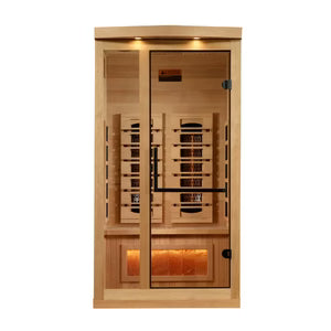 Golden Designs Aurora 1-Person Near-Zero EMF Full-Spectrum Infrared Sauna — Canadian Hemlock (GDI-8010-03)