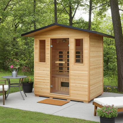 SunRay Cayenne 4-Person Outdoor Infrared Sauna | Ceramic Heaters | Weatherproof