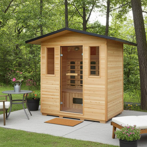 SunRay Cayenne 4-Person Outdoor Infrared Sauna | Ceramic Heaters | Weatherproof