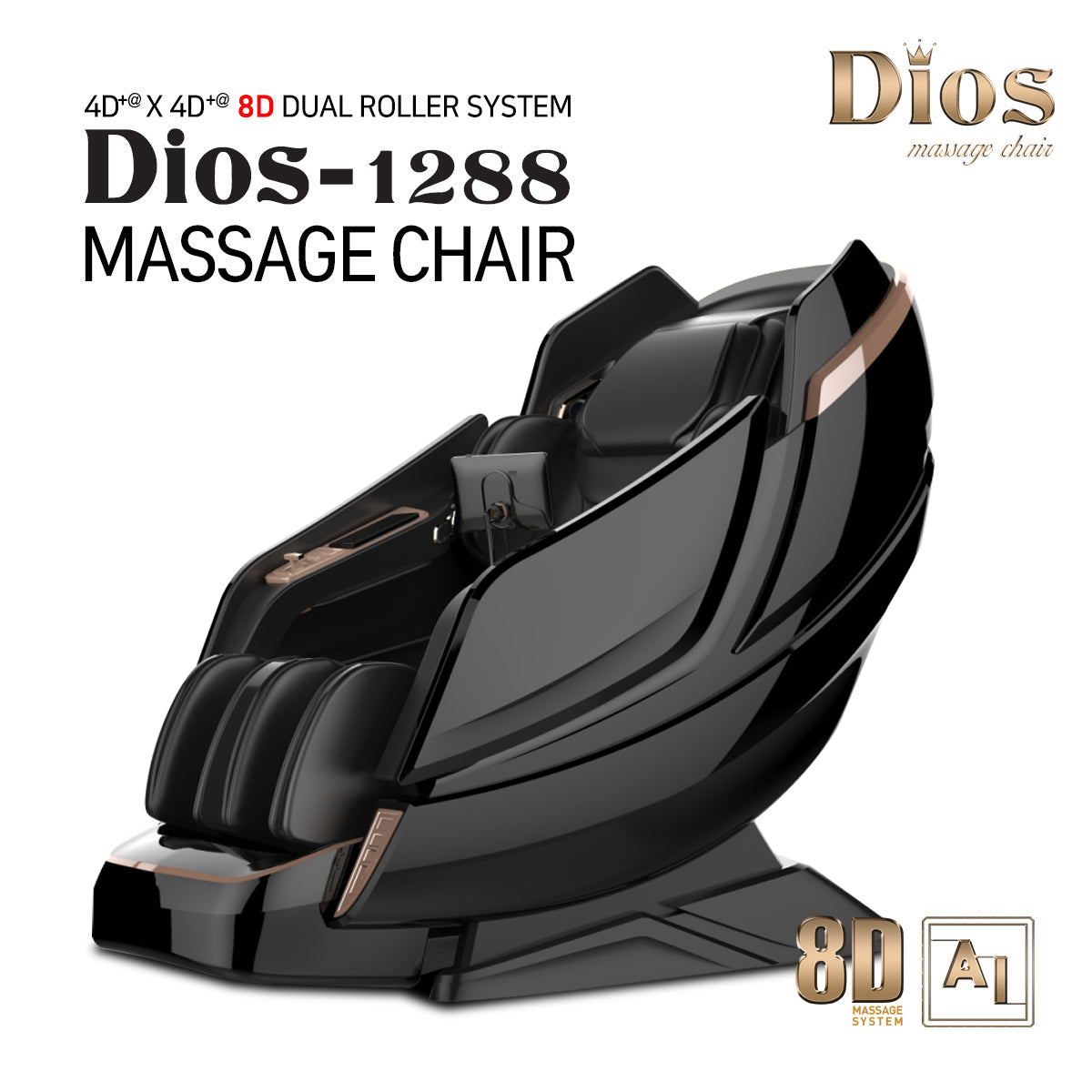 Dios 1288 8D Luxury Massage Chair | Dual Roller System | SL-Track