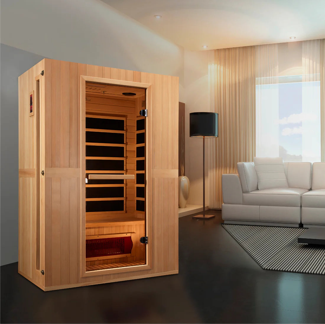 Maxxus Solstice 2-Person Low EMF FAR Infrared Sauna — Canadian Hemlock (MX-LS2-01)  Available Mid- October 2025 (Reserve your inventory early)