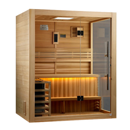 Golden Designs Hanko 2-3 Person Traditional Sauna – Canadian Red Cedar Interior GDI-7202-01