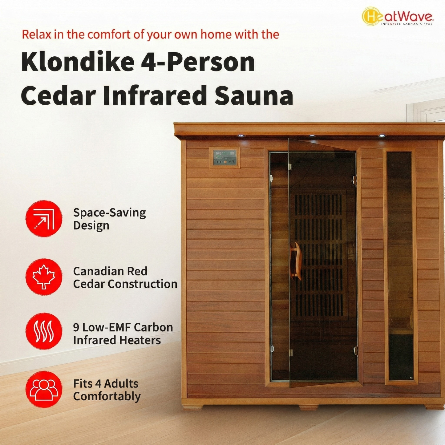 Klondike 4-Person Cedar Infrared Sauna