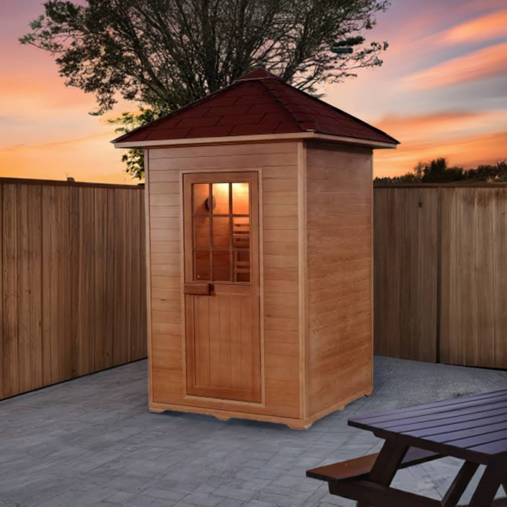 SunRay Eagle 2-Person Outdoor Traditional Sauna | 4.5kW Harvia Heater | Hemlock