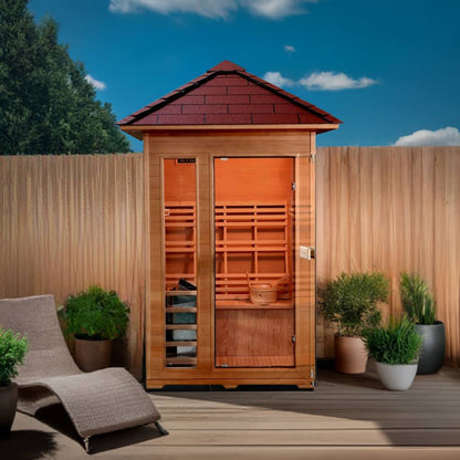 SunRay Bristow 2-Person Outdoor Traditional Sauna | 4.5kW Harvia Heater | Hemlock