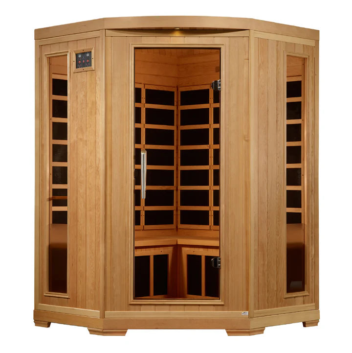 Pro 6 Rebecca 3-Person Corner Near-Zero EMF FAR Infrared Sauna — Canadian Hemlock (P6-H356-02)