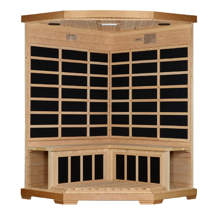 Pro 6 Rebecca 3-Person Corner Near-Zero EMF FAR Infrared Sauna — Canadian Hemlock (P6-H356-02)
