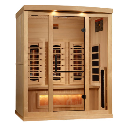 Golden Designs Supernova 3-Person Full-Spectrum Near-Zero EMF Infrared Sauna — Himalayan Salt Integrated (GDI-8030-03)