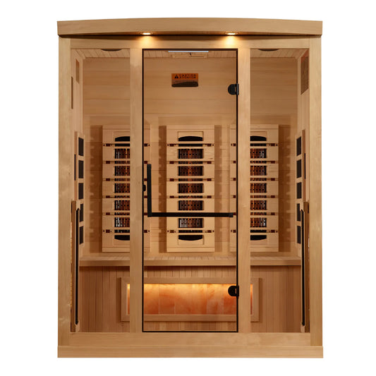 Golden Designs Supernova 3-Person Full-Spectrum Near-Zero EMF Infrared Sauna — Himalayan Salt Integrated (GDI-8030-03)