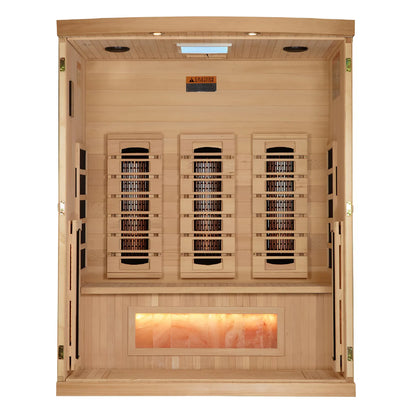 Golden Designs Supernova 3-Person Full-Spectrum Near-Zero EMF Infrared Sauna — Himalayan Salt Integrated (GDI-8030-03)