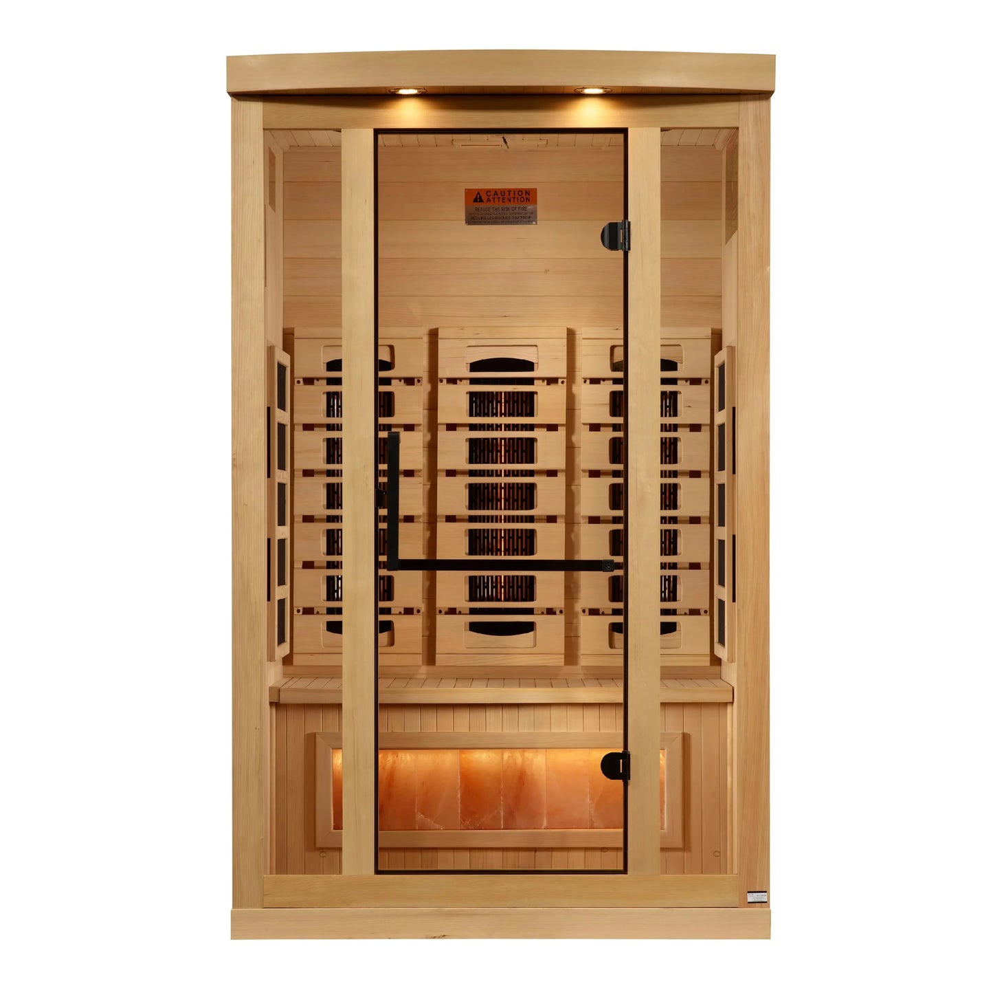 Golden Designs Sunrise 2-Person Full-Spectrum Near-Zero EMF Infrared Sauna — Himalayan Salt Integrated (GDI-8020-03)