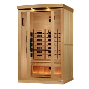 Golden Designs Sunrise 2-Person Full-Spectrum Near-Zero EMF Infrared Sauna — Himalayan Salt Integrated (GDI-8020-03)