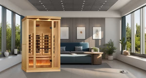 Golden Designs Sunrise 2-Person Full-Spectrum Near-Zero EMF Infrared Sauna — Himalayan Salt Integrated (GDI-8020-03)